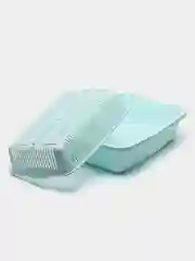 Бирюзовый туалет лоток для кошек с сеткой Dunya Plastik, 255 мм*365 мм*95 мм