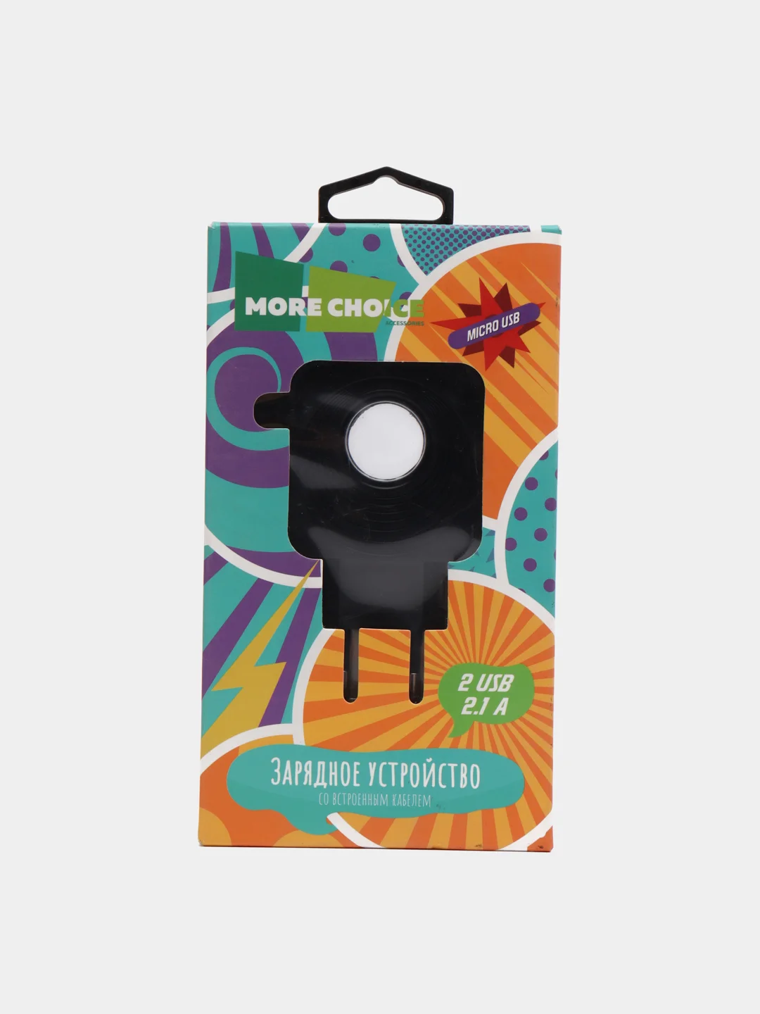 Черный сетевое зарядное устройство More Choice NC48, 2 USB, 2,4 A, Micro USB, LED подсветка