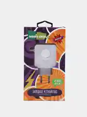 Белый сетевое зарядное устройство More Choice NC48, 2 USB, 2,4 A, Micro USB, LED подсветка