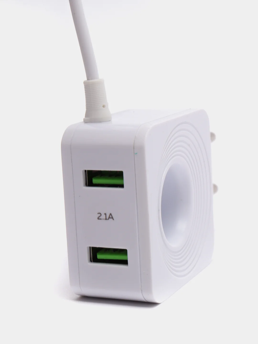 Белый сетевое зарядное устройство More Choice NC48, 2 USB, 2,4 A, Micro USB, LED подсветка