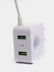 Белый сетевое зарядное устройство More Choice NC48, 2 USB, 2,4 A, Micro USB, LED подсветка