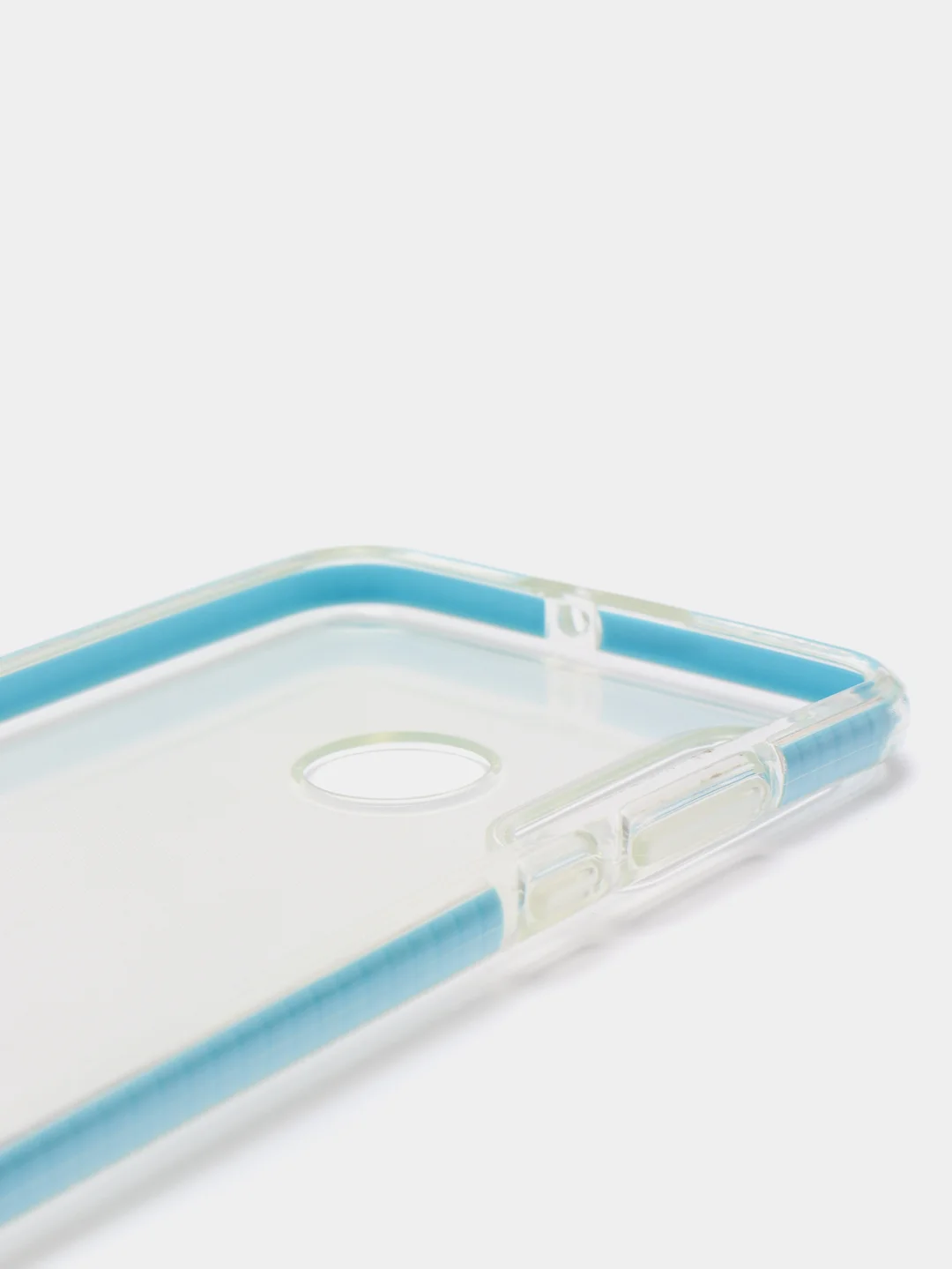 Голубой чехол силиконовый прозрачный с цветной вставкой Honor P30 Lite
