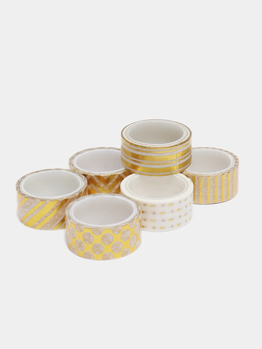 Клейкие Washi-ленты для декора с фольгой золотистые, 0,015 х 3 м, 7 шт
