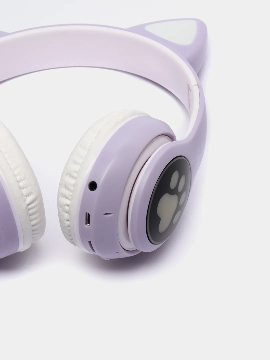 Лавандовый наушники беспроводные Bluetooth с кошачьими светящимися ушками "Cat Ear"