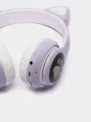 Лавандовый наушники беспроводные Bluetooth с кошачьими светящимися ушками "Cat Ear"