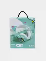 Мятный наушники беспроводные Bluetooth с кошачьими светящимися ушками "Cat Ear"