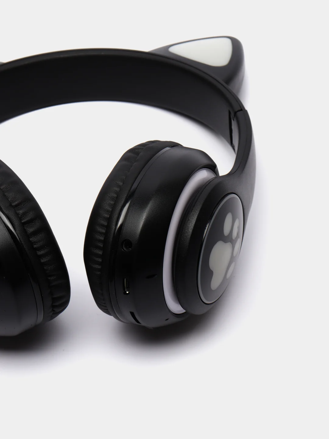 Черный наушники беспроводные Bluetooth с кошачьими светящимися ушками "Cat Ear"