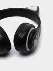Черный наушники беспроводные Bluetooth с кошачьими светящимися ушками "Cat Ear"