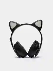 Черный наушники беспроводные Bluetooth с кошачьими светящимися ушками "Cat Ear"