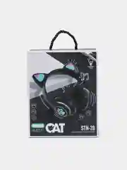 Черный наушники беспроводные Bluetooth с кошачьими светящимися ушками "Cat Ear"