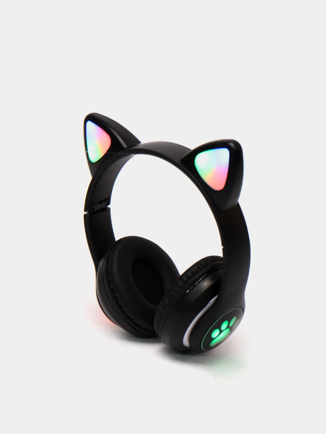 Черный наушники беспроводные Bluetooth с кошачьими светящимися ушками "Cat Ear"