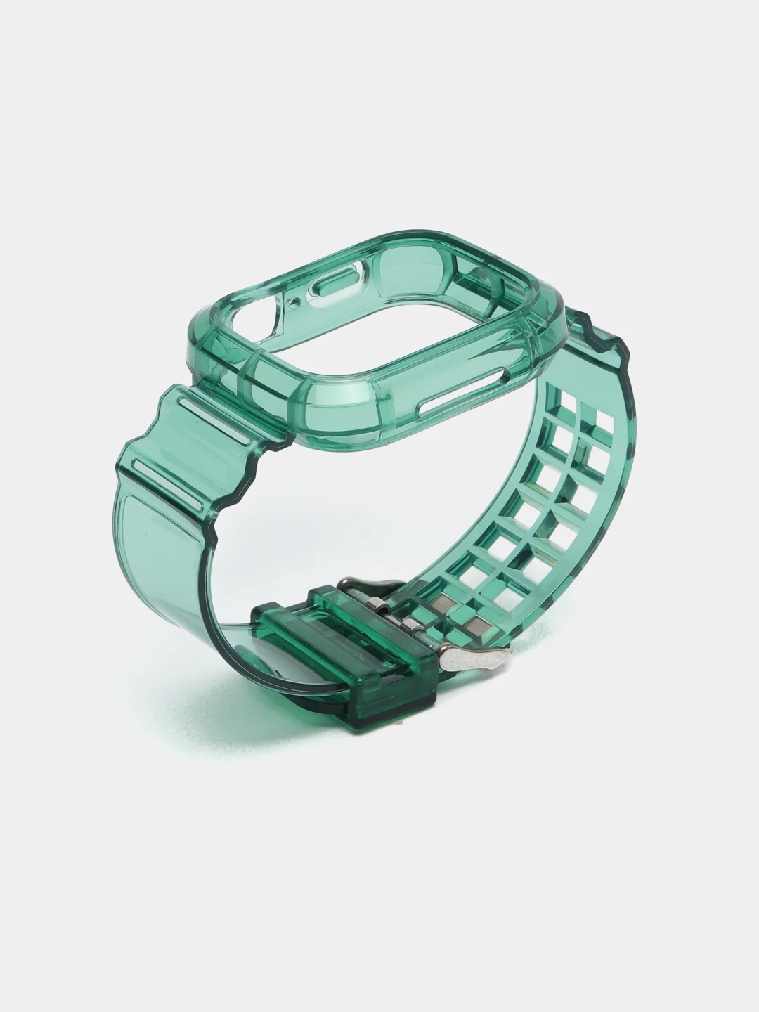 Зеленый ремешок для Apple Watch 38 / 40 / 41 / 42 / 44 / 45 / 49 мм браслет силиконовый прозрачный