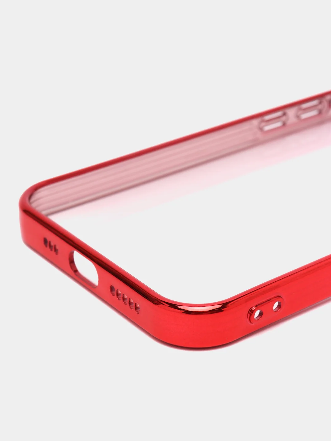 Красный чехол для iPhone 13 Pro Max силиконовый айфон про макс прозрачный