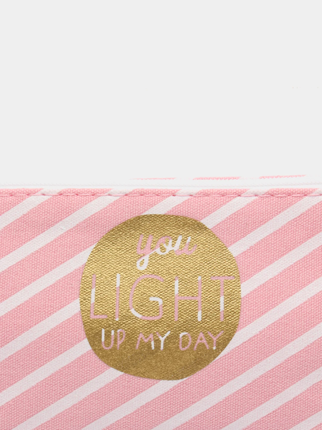 Розовый пенал органайзер - косметичка на молнии с косой линией "you Light up my day"
