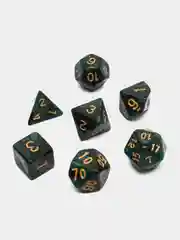 Тёмно-зелёный игральные кости-дайсы для настольных и ролевых игр, 7 штук в наборе, Dungeons and Dragons