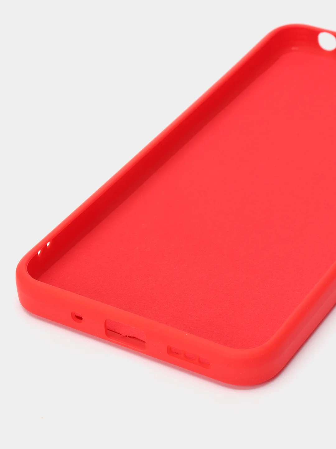 Красный чехол силиконовый с защитой камеры для Xiaomi Redmi 9A с бархатной подкладкой