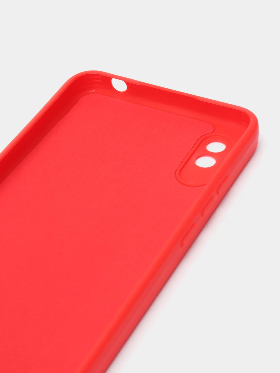 Красный чехол силиконовый с защитой камеры для Xiaomi Redmi 9A с бархатной подкладкой