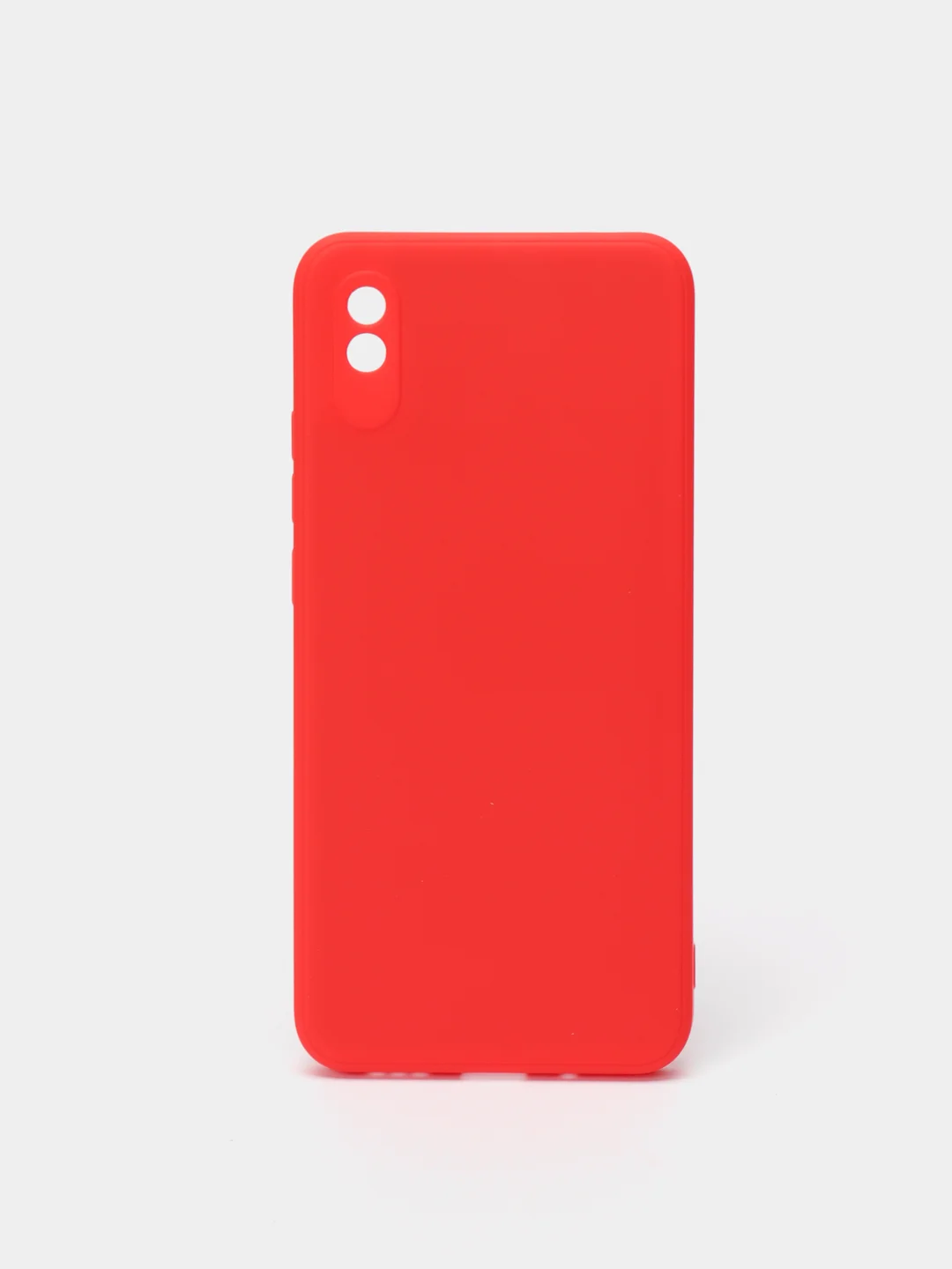 Красный чехол силиконовый с защитой камеры для Xiaomi Redmi 9A с бархатной подкладкой