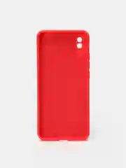 Красный чехол силиконовый с защитой камеры для Xiaomi Redmi 9A с бархатной подкладкой