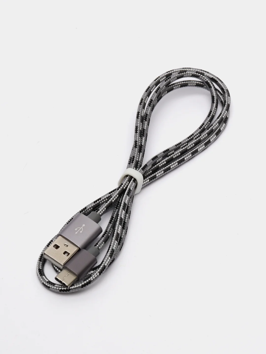 Серый кабель Type-C Borofone в матерчатой оплетке 1 метр