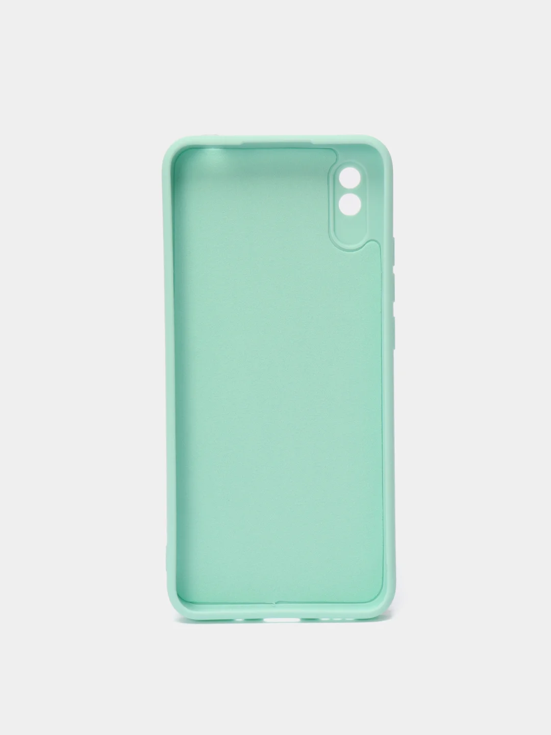 Бирюзовый чехол силиконовый с защитой камеры для Xiaomi Redmi 9A с бархатной подкладкой
