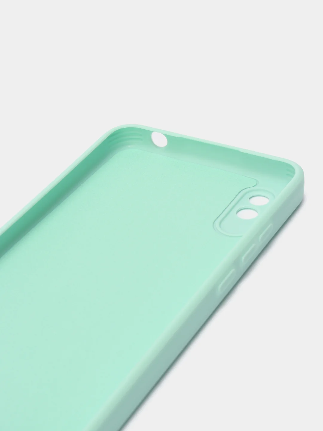 Бирюзовый чехол силиконовый с защитой камеры для Xiaomi Redmi 9A с бархатной подкладкой