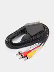 Черный шнур 3RCA-SCART, 1.2 м