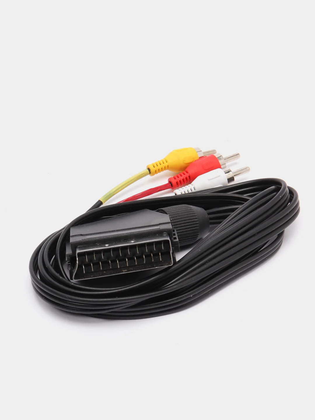 Черный шнур 3RCA-SCART, 1.2 м