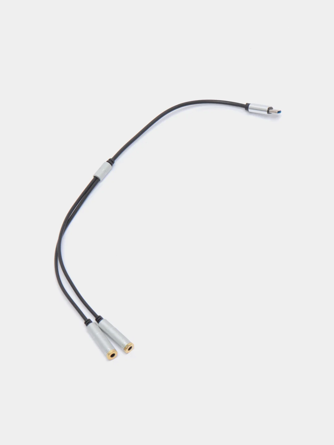 Серый металлик кабель type-C на 2 Jack 3.5 mm
