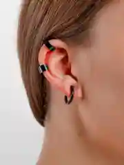 Каффы-Клипсы комплект из 3 штук чёрный цвет / Серьги каффы в стиле панк унисекс