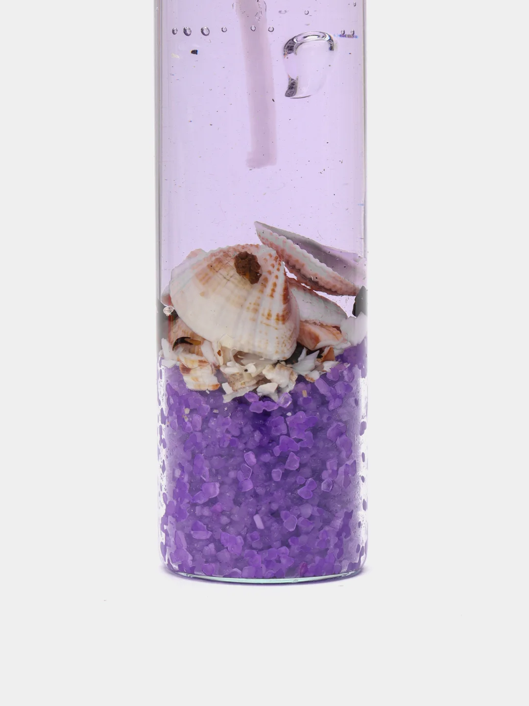 Фиолетовый свеча гелевая, с ракушками, 3 х 8 см