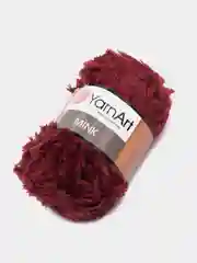 Бордовый пряжа  YarnArt Mink, полиамид, 50 г, 75 м, (имитация меха)
