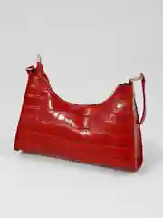 Бордовый женская кожаная сумка-багет