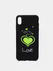 Силиконовый чехол кейс с принтом Love для Apple iPhone Xs Max (черно-салатовый)