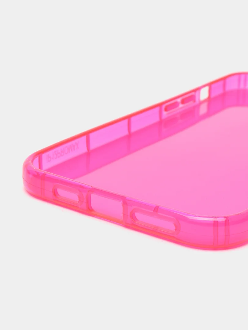 Розовый чехол для iPhone 12 ProMax прозрачный цветной силиконовый