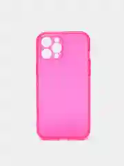 Розовый чехол для iPhone 12 ProMax прозрачный цветной силиконовый