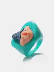 Белый кольцо массивное из полимера с мультяшными лицами, пластиковое колечко, фаланговое кольцо