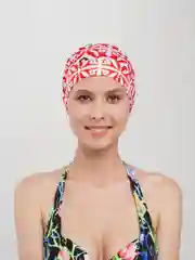 Алый шапочка для плавания тканевая объемная, с различными рисунками