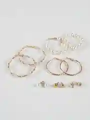 Золотой круглые серьги с жемчугом, набор из 6 пар