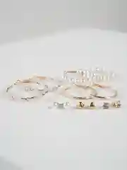 Золотой круглые серьги с жемчугом, набор из 6 пар