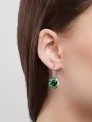 Зеленый серьги с подвеской в форме цветка, Xuping, цвет серебро