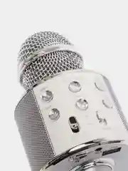 Серебряный беспроводной караоке микрофон WS 858