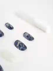 Индиго накладные ногти с дизайном
