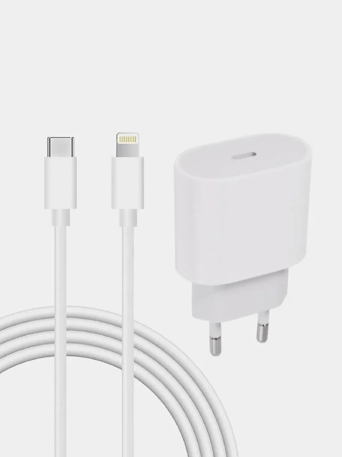 Зарядное устройство для iPhone, блок Type-C, PD, 20W, Lightning в комплекте