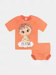 Коралловый трусы и футболка Утенок,комплект под подгузник (памперс)