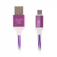 Кабель LuazON, microUSB - USB, 1 А, 1 м, оплётка нейлон, бело-фиолетовый