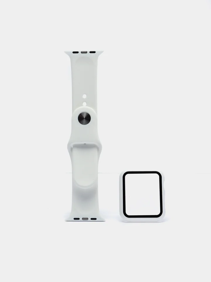 Белый силиконовый ремешок для Apple Watch, с корпусом, 38 / 40 / 42 / 44