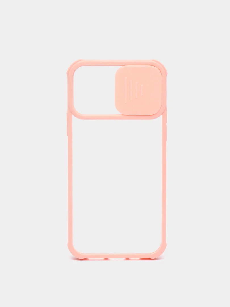 Розовый чехол с защитой камеры для iPhone 12/12 PRO