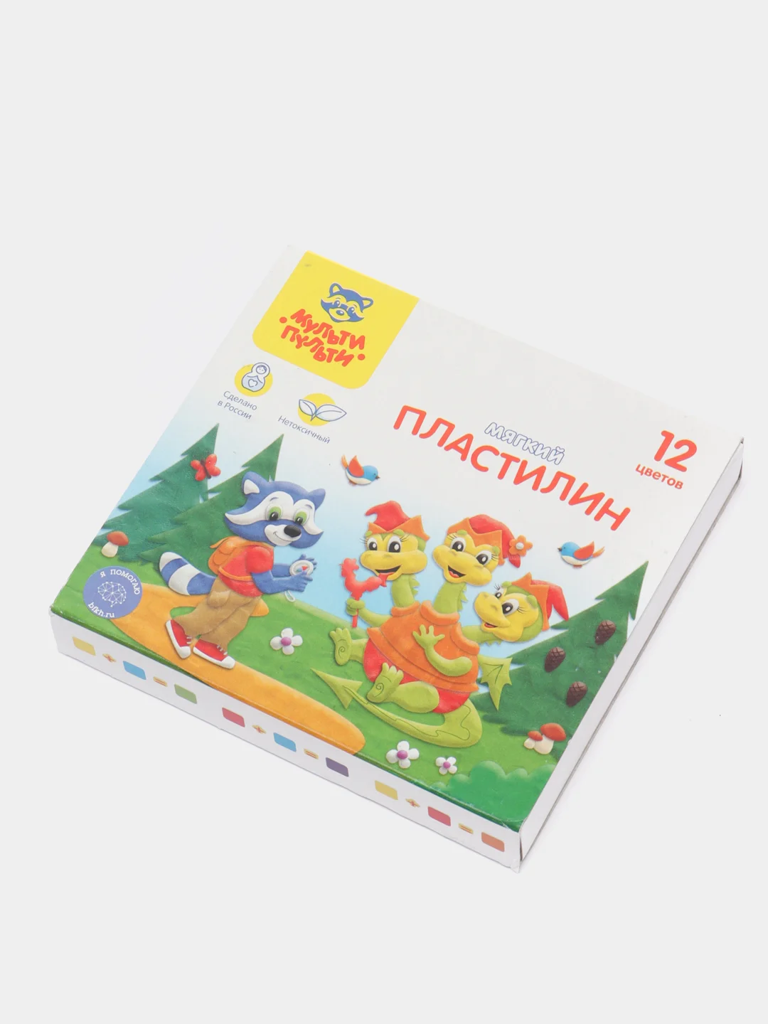 Пластилин Мульти-Пульти "Енот в сказке", 12 цветов, 120 г, картон