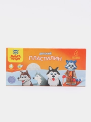 Пластилин Мульти-Пульти "Енот на Аляске", 6 цветов, 90 г, со стеком, картон